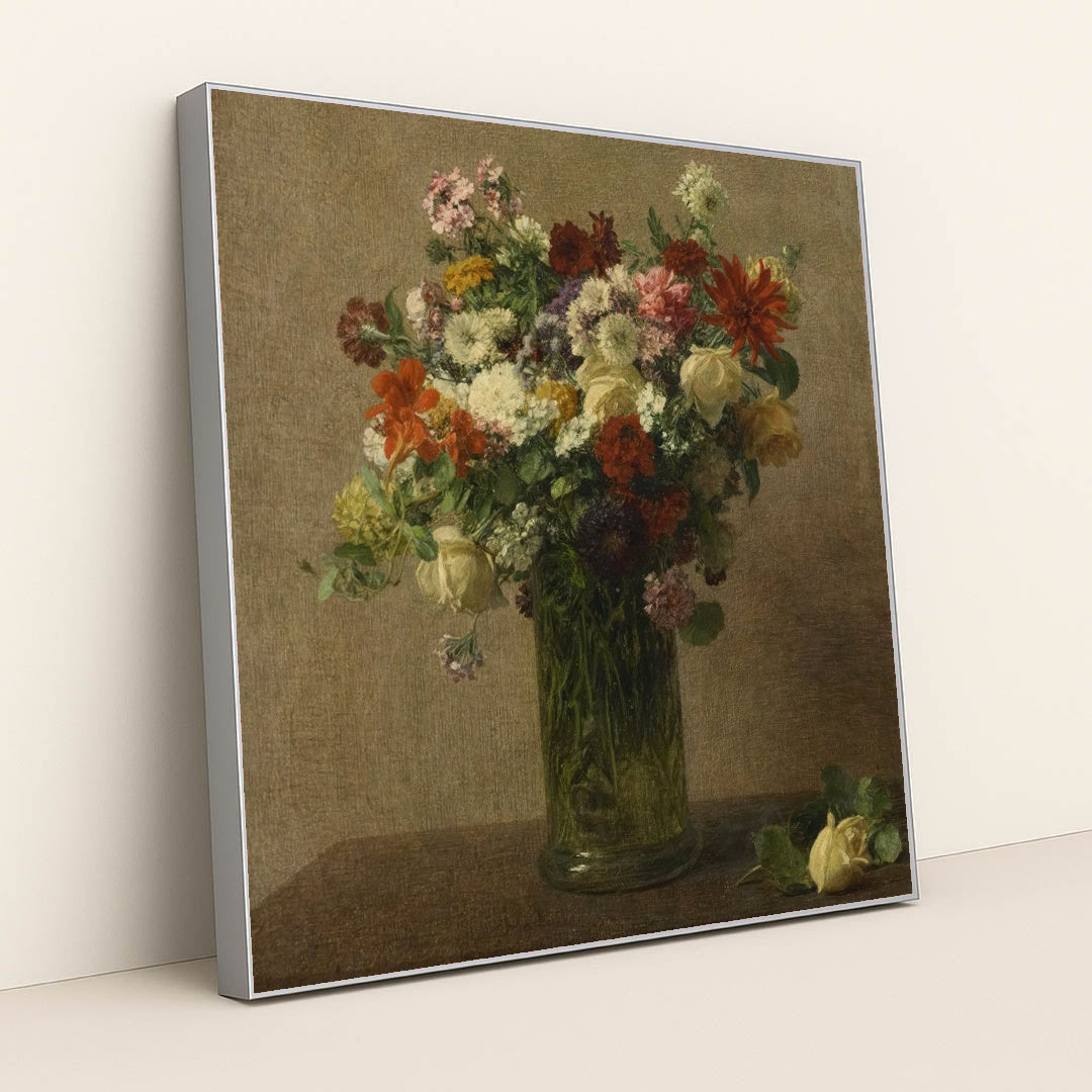 Flowers from Normandy by Henri Fantin-Latour - Silver Frame Stretchiez