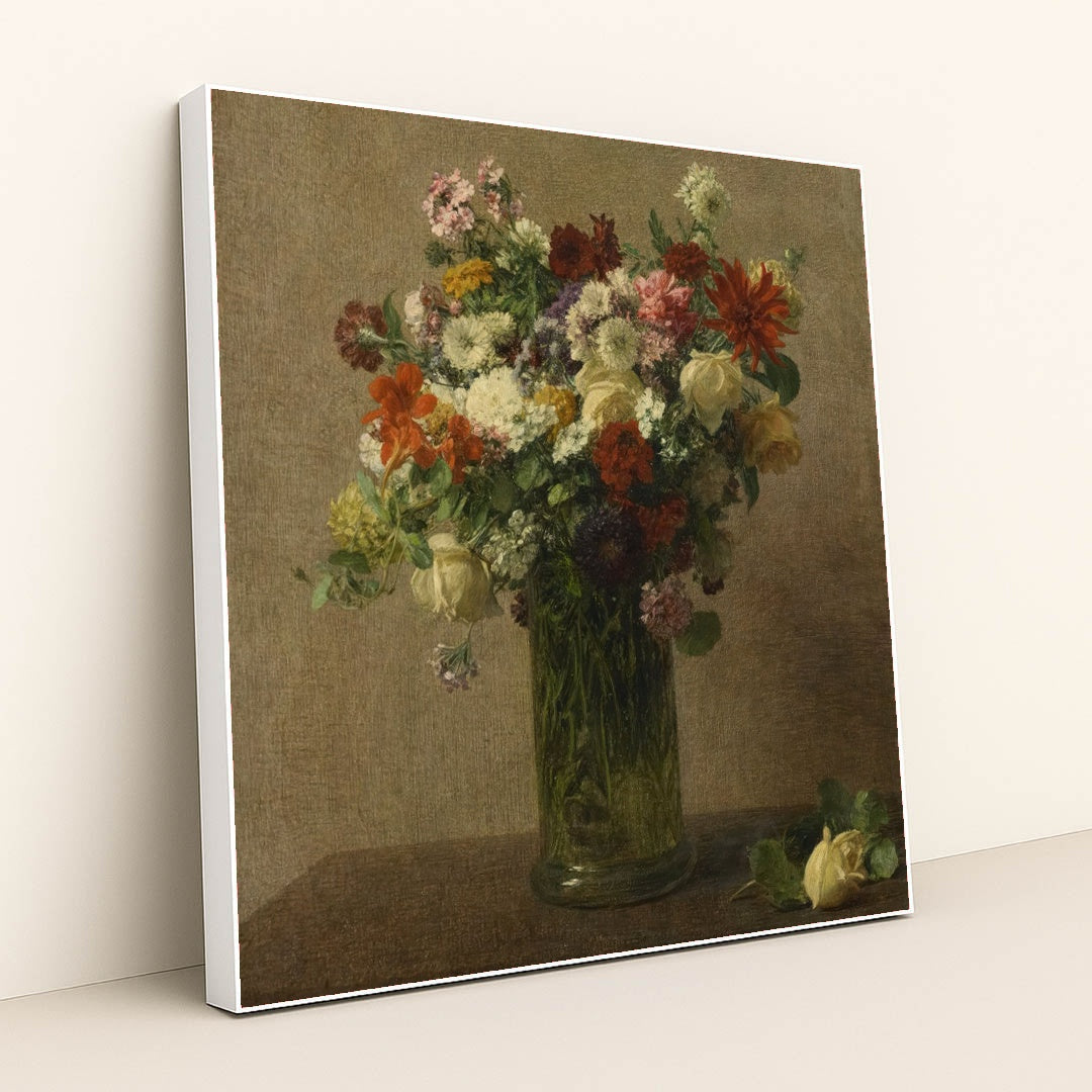 Flowers from Normandy by Henri Fantin-Latour - White Frame Stretchiez