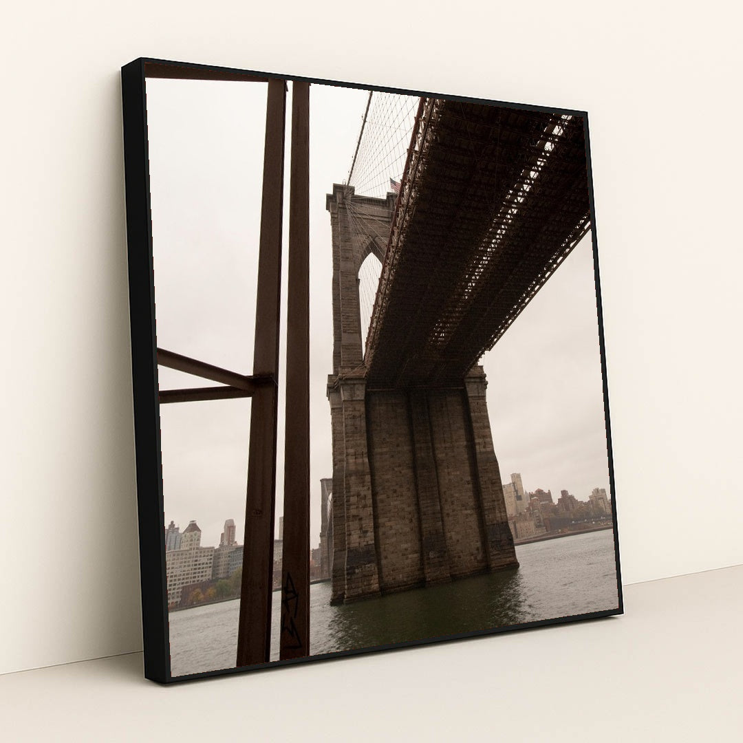 Iconic Brooklyn Bridge: A Symbol of American Engineering by Anonymous - Black Frame Stretchiez