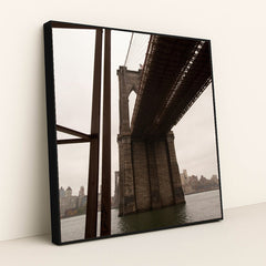 Iconic Brooklyn Bridge: A Symbol of American Engineering by Anonymous - Black Frame Stretchiez