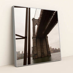 Iconic Brooklyn Bridge: A Symbol of American Engineering by Anonymous - Silver Frame Stretchiez