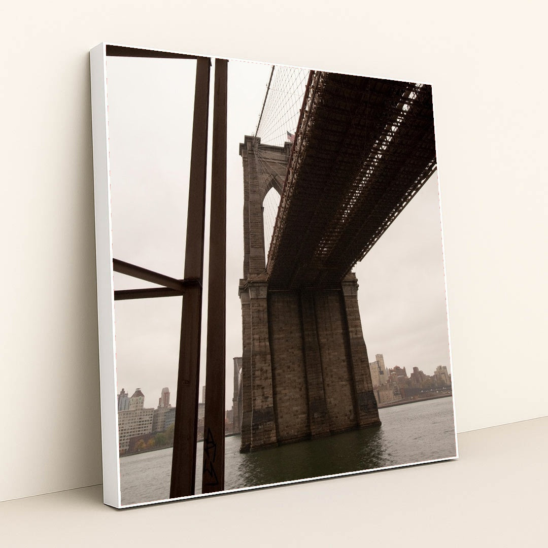 Iconic Brooklyn Bridge: A Symbol of American Engineering by Anonymous - White Frame Stretchiez