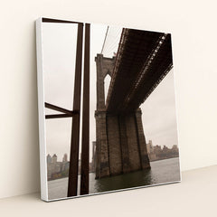 Iconic Brooklyn Bridge: A Symbol of American Engineering by Anonymous - White Frame Stretchiez