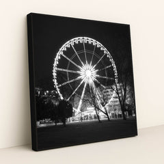 Glowing Ferris Wheel at Night by Ivan Dražić - Black Frame Stretchiez