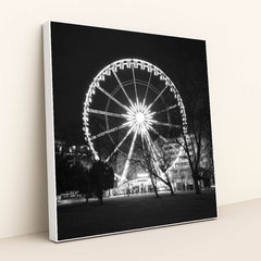 Glowing Ferris Wheel at Night by Ivan Dražić - White Frame Stretchiez