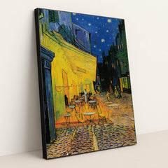 Café Terrace at Night by Vincent Van Gogh - Black Frame Stretchiez