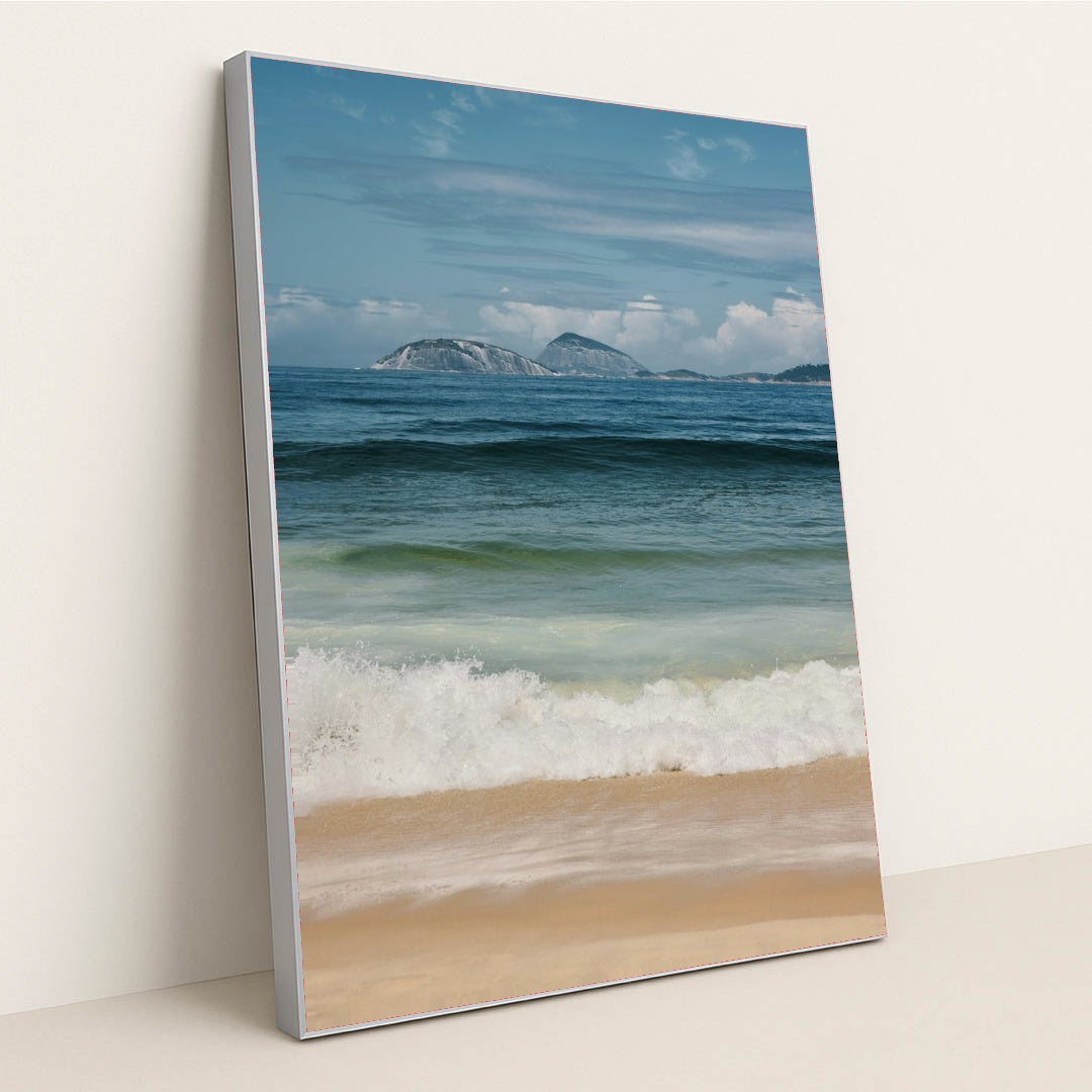Ocean Waves & Island View by Natalia Blauth - Silver Frame Stretchiez