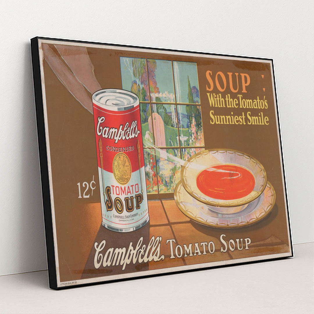 Campbell’s tomato soup. (1920) by Anonymous - Black Frame Stretchiez