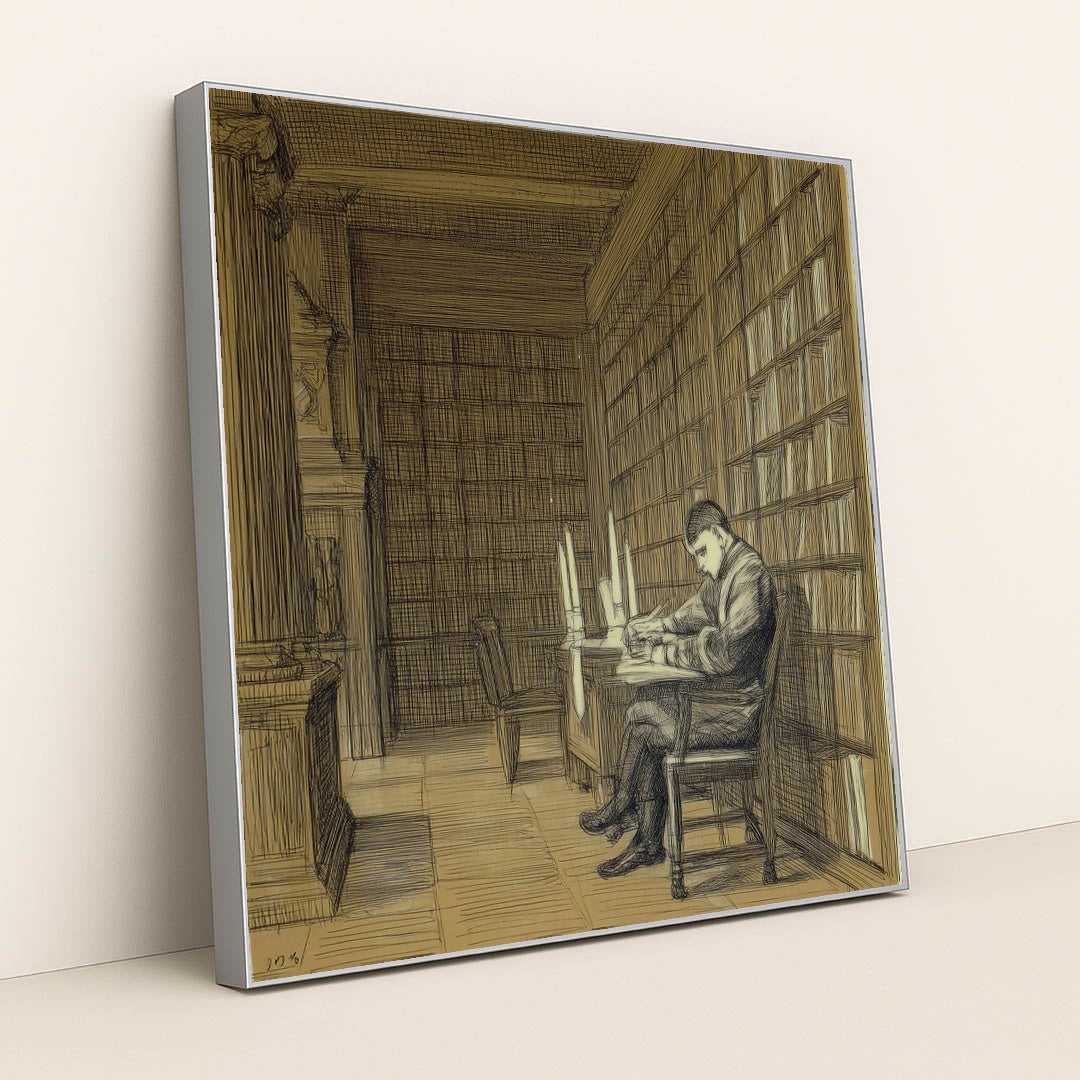 Candlelit Study by Seven Akins - Silver Frame Stretchiez
