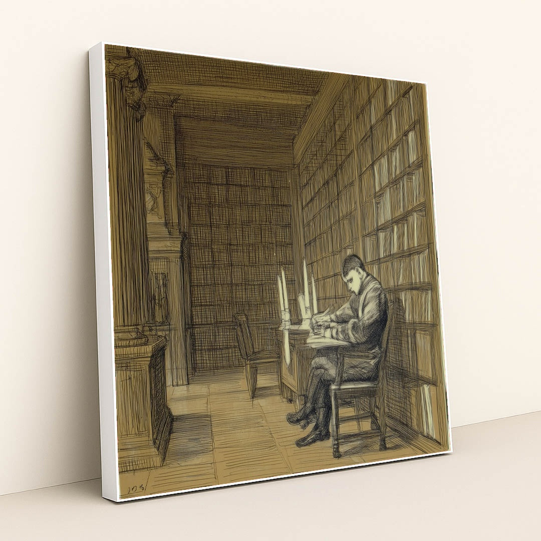 Candlelit Study by Seven Akins - White Frame Stretchiez