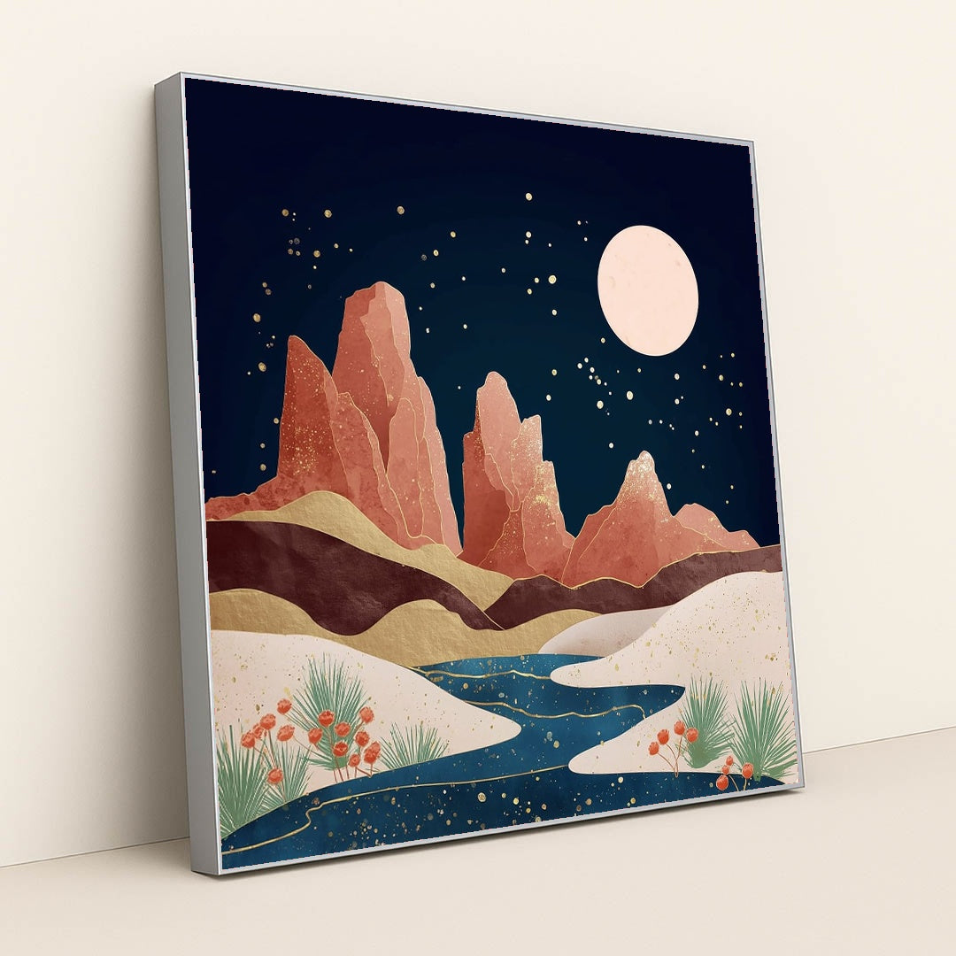 Canyon By Moonlight by Sarah Jones - Silver Frame Stretchiez