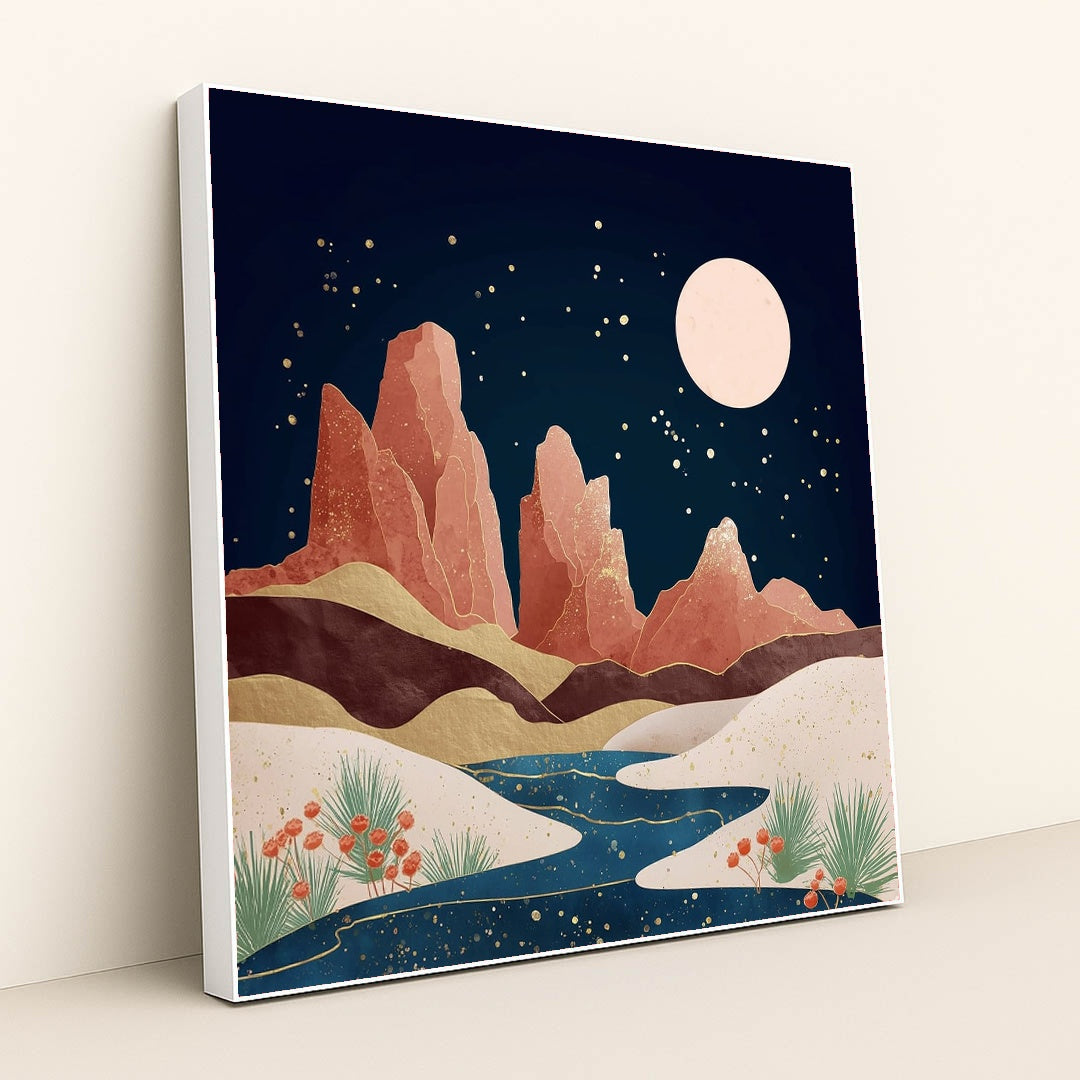 Canyon By Moonlight by Sarah Jones - White Frame Stretchiez
