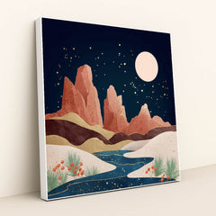 Canyon By Moonlight by Sarah Jones - White Frame Stretchiez