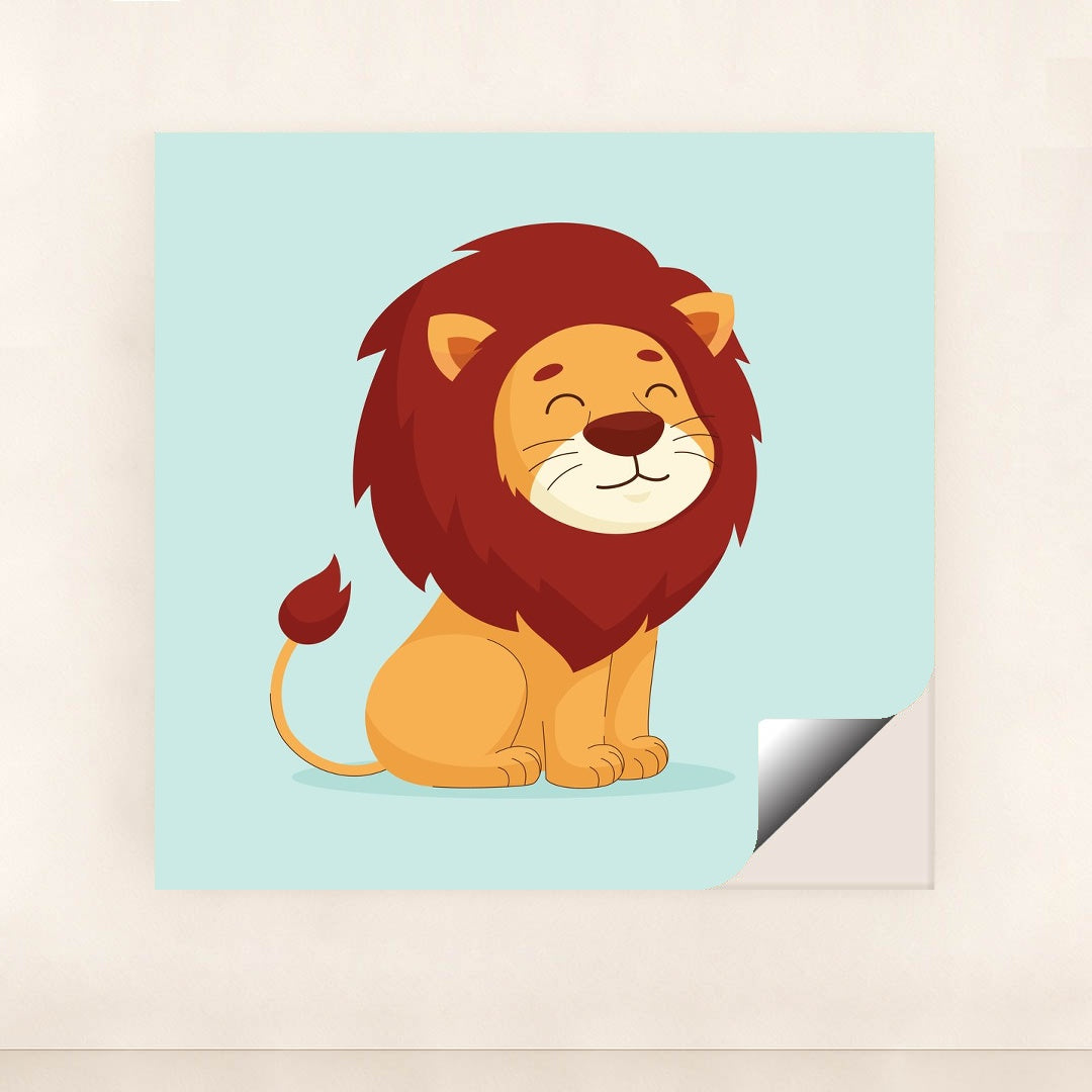 Cartoon Lion on Blue Background by Wahyu Setyanto - Peeliez