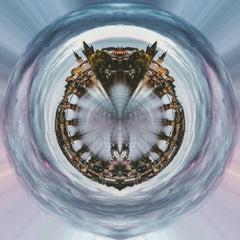 Sharon - Stunning circular cityscape with a creative distortion effect, showcasing urban architecture.