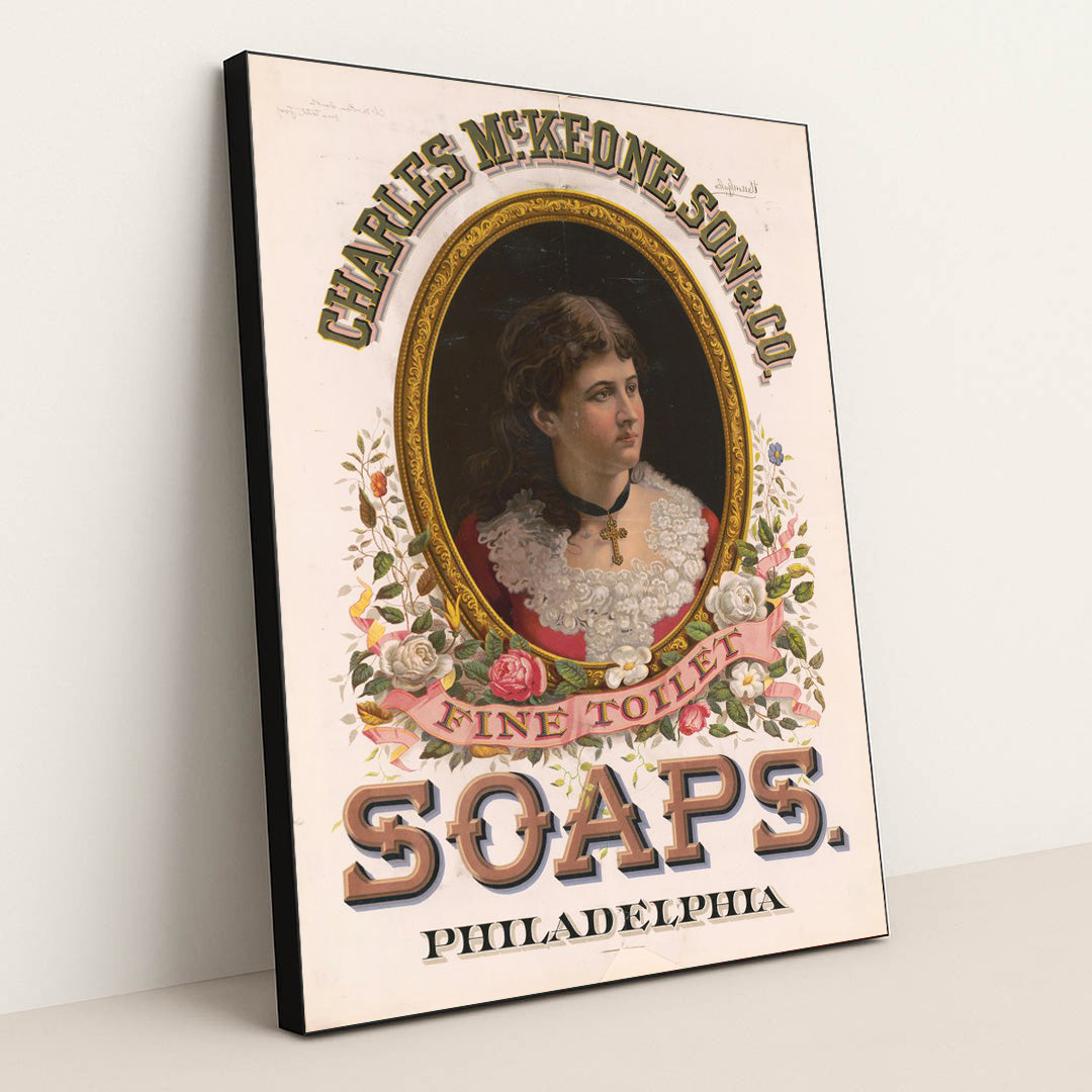 Charles McKeone, Son & Co., fine toilet soaps, Philadelphia (1880) by Wells & Hope Co. - Black Frame Stretchiez