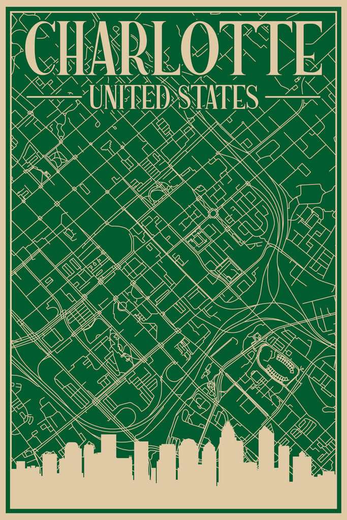 Charlotte Cityscape: An Engineering Blueprint of Urban Architecture by Anonymous
