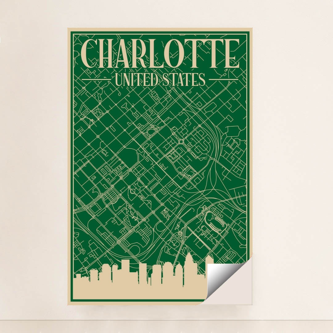 Charlotte Cityscape: An Engineering Blueprint of Urban Architecture by Anonymous - Peeliez