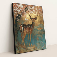 Cherry Blossom Stag by Anna Stone - Black Frame Stretchiez