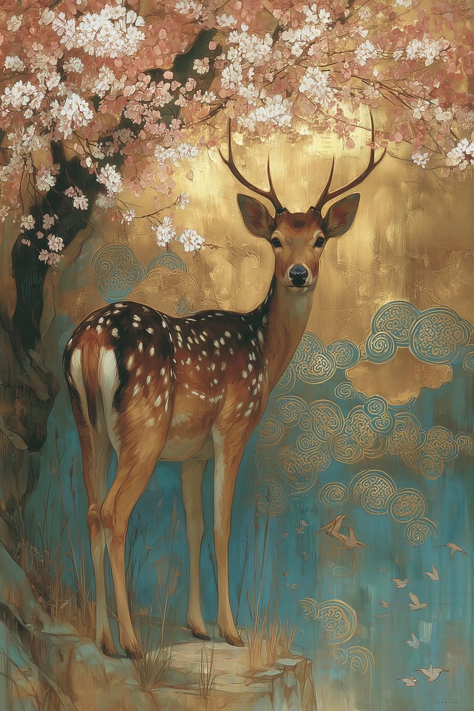Cherry Blossom Stag by Anna Stone