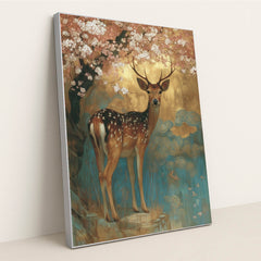 Cherry Blossom Stag by Anna Stone - Silver Frame Stretchiez