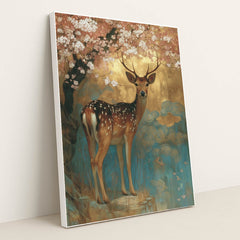 Cherry Blossom Stag by Anna Stone - White Frame Stretchiez