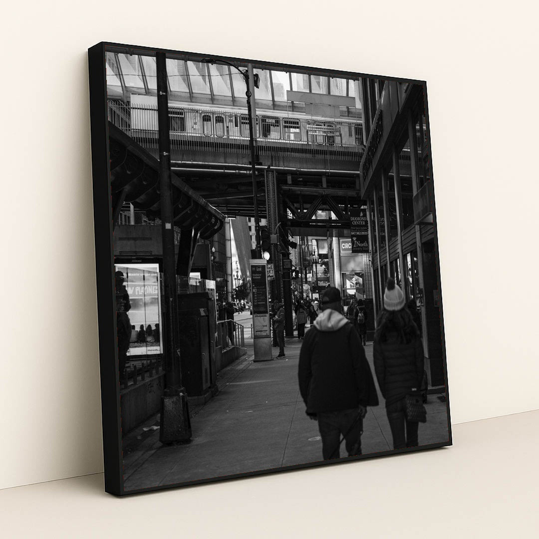 Chicago Under Elevated Tracks by Qiang Lai - Black Frame Stretchiez
