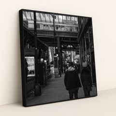 Chicago Under Elevated Tracks by Qiang Lai - Black Frame Stretchiez