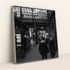 Chicago Under Elevated Tracks by Qiang Lai - Silver Frame Stretchiez