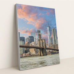 Brooklyn bridge during daytime by Trevor Hayes - Silver Frame Stretchiez