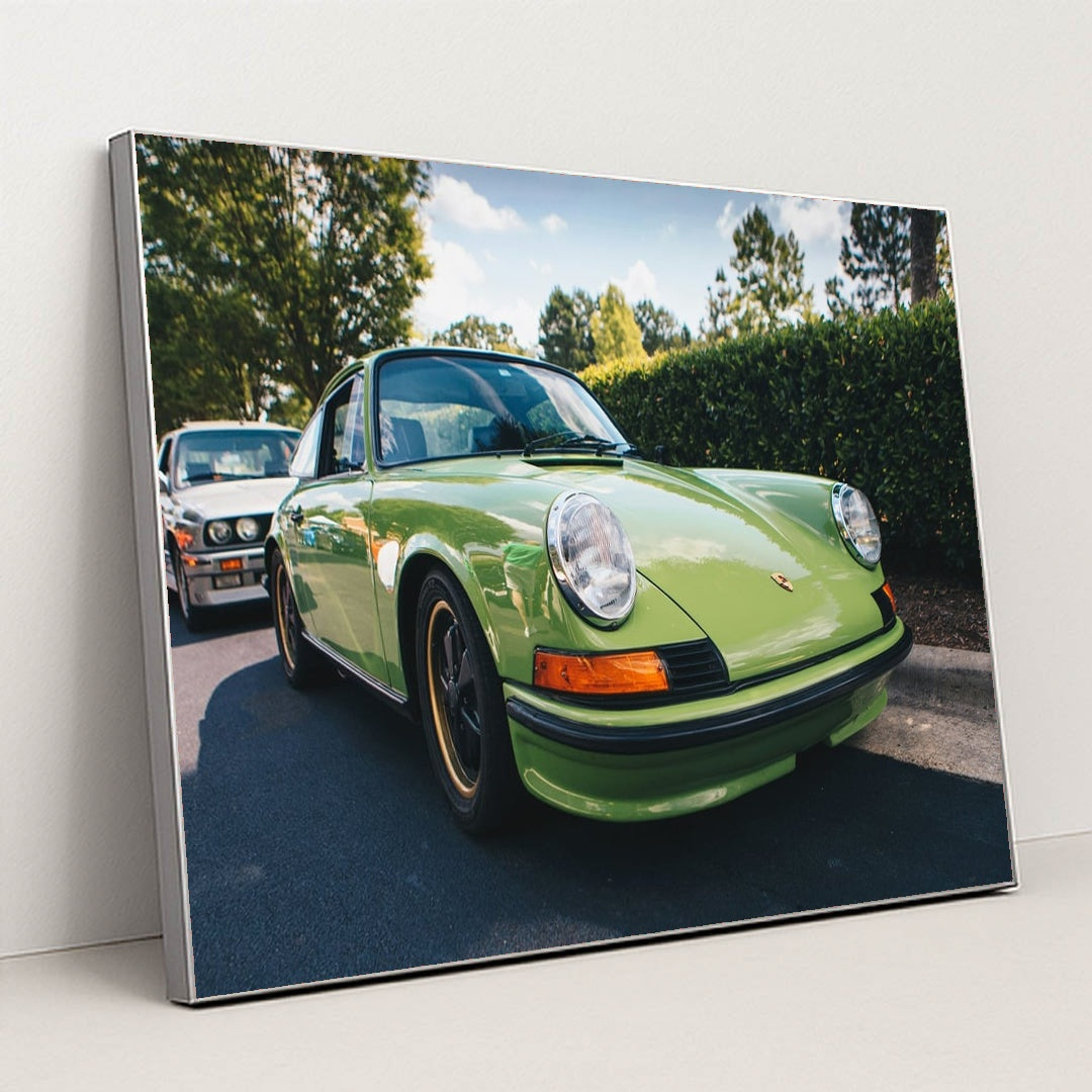 Classic Porsche 911 in Light Green by Hayes Potter - Silver Frame Stretchiez