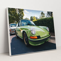 Classic Porsche 911 in Light Green by Hayes Potter - White Frame Stretchiez