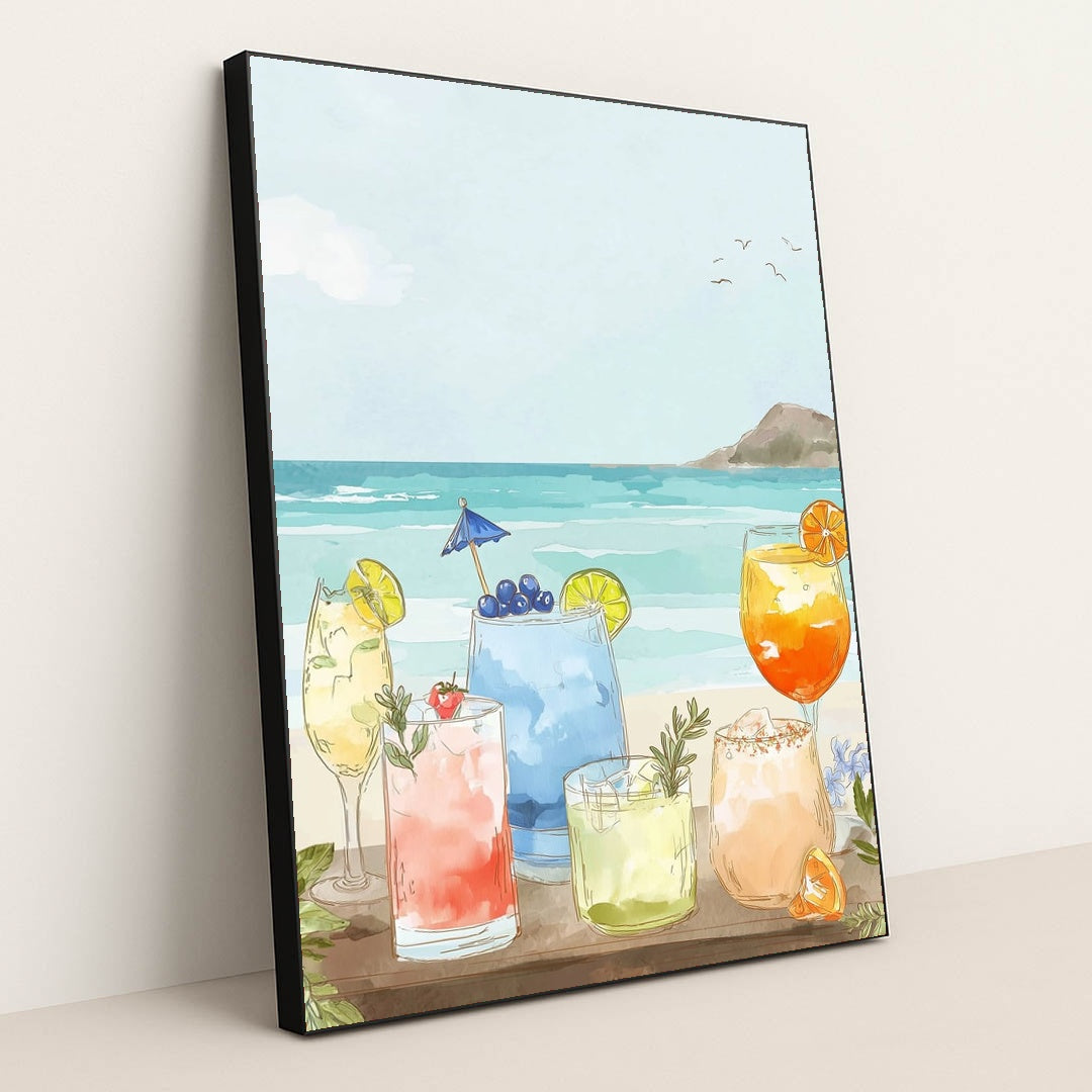 Coastal Sips by Lila Thorne - Black Frame Stretchiez