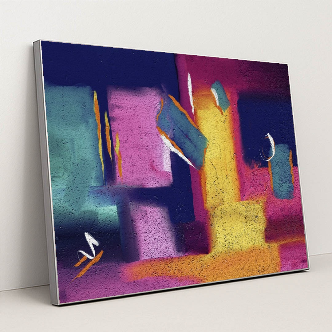 Colorful Composition by Steve Johnson - Silver Frame Stretchiez