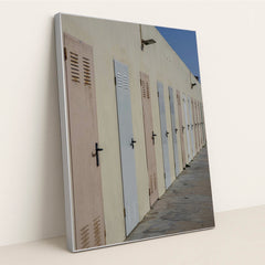 Colorful Beach Changing Room Doors by Victor Moragriega - Silver Frame Stretchiez