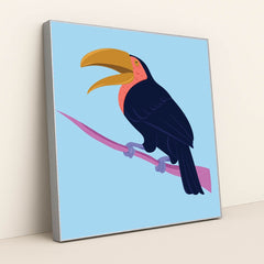 Colorful Bird on a Branch by Luisa Roth - Silver Frame Stretchiez