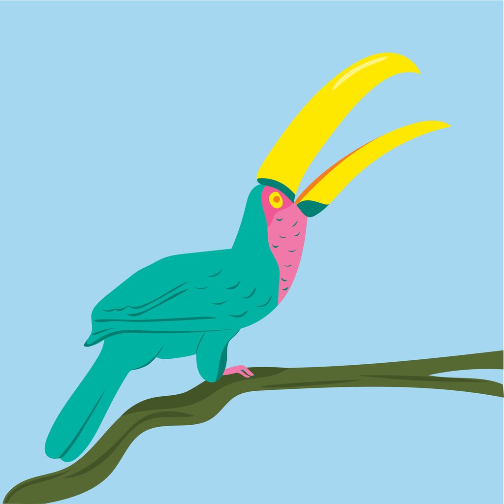 Colorful Bird on Tree Branch by Luisa Roth