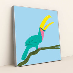 Colorful Bird on Tree Branch by Luisa Roth - Silver Frame Stretchiez