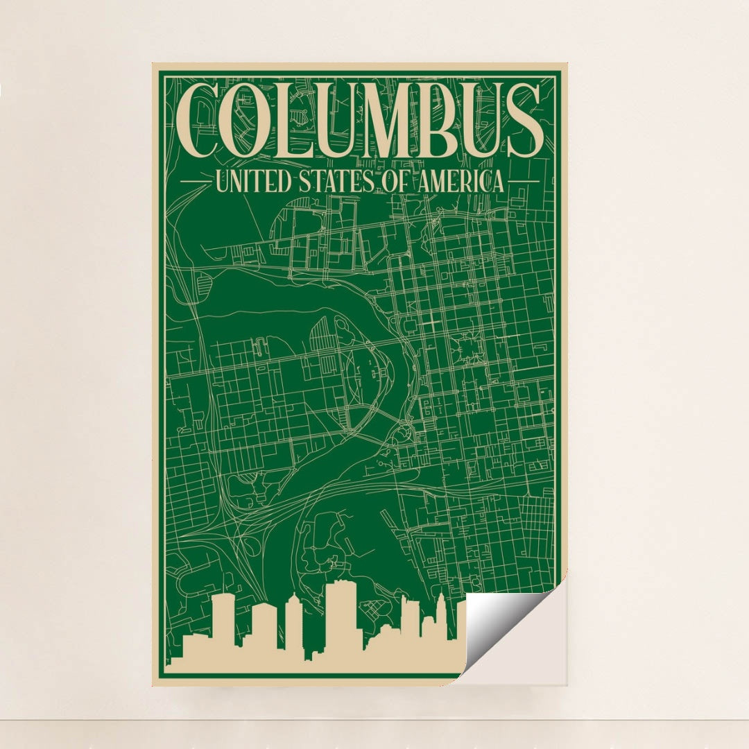 Blueprint of Downtown Columbus Cityscape by Anonymous - Peeliez