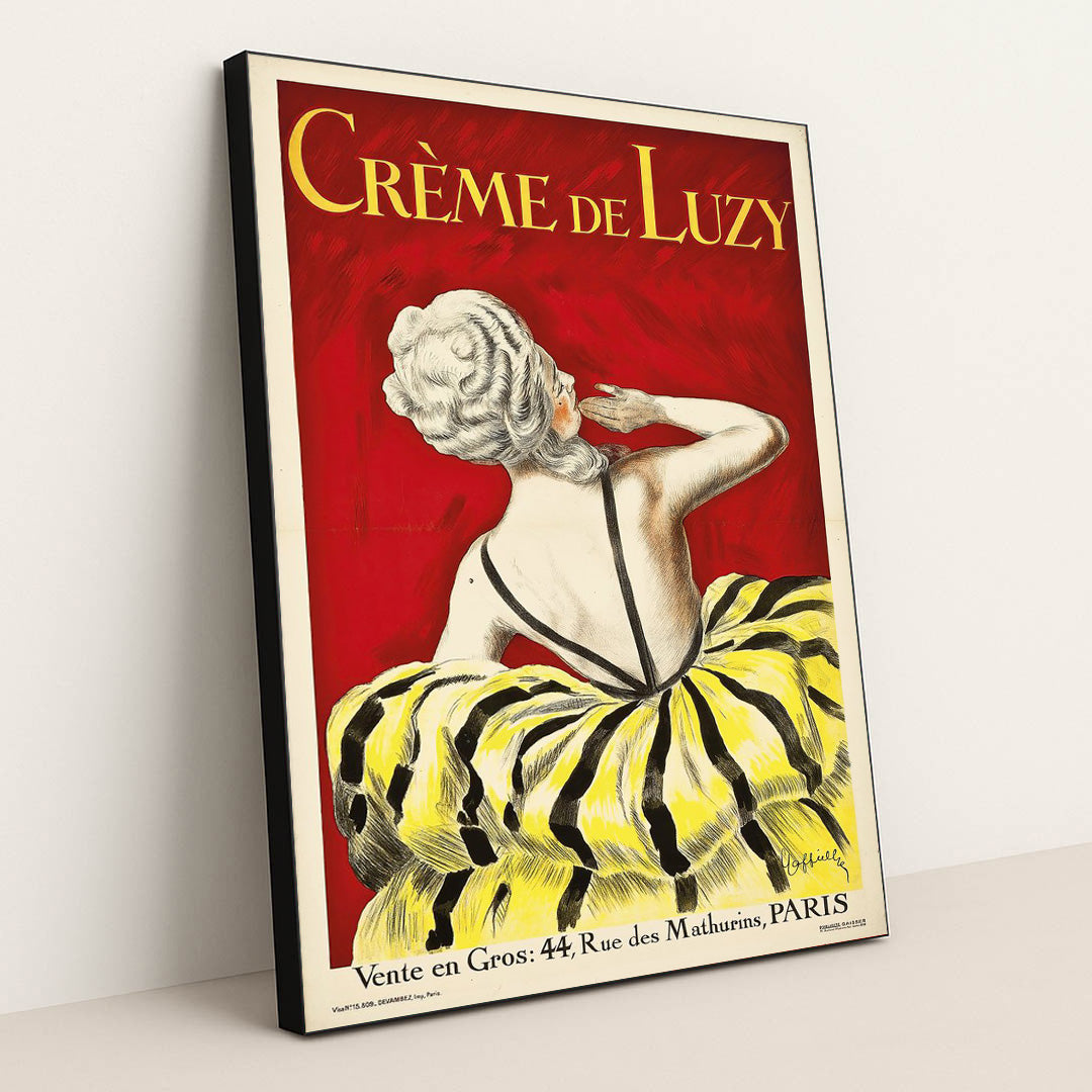 Crème De Luzy (1919) by Leonetto Cappiello - Black Frame Stretchiez