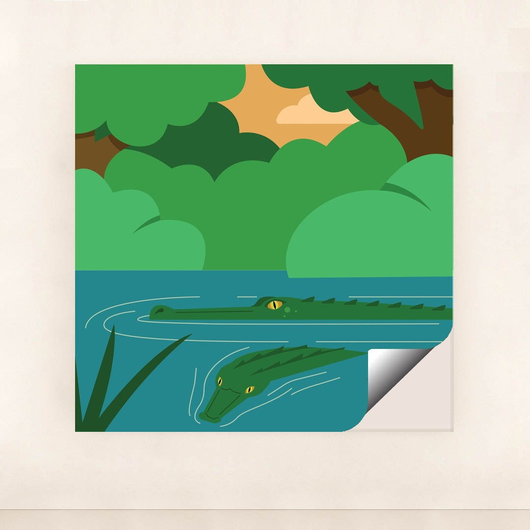 Crocodile Swimming in River Poster by Arturo Portillo - Peeliez