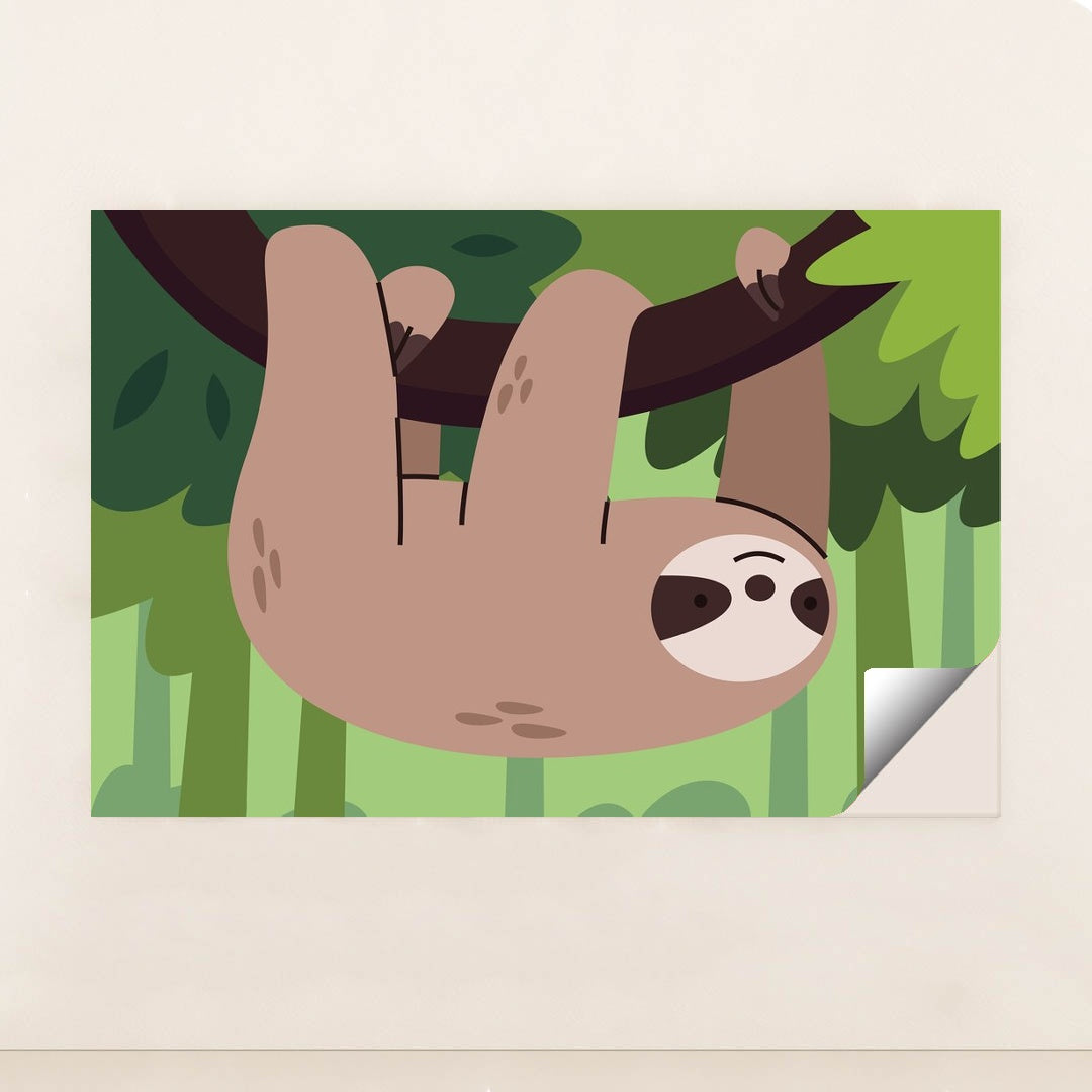 Cute Sloth Hanging in on a Branch by Andania Humaira - Peeliez