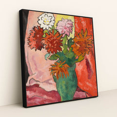 Dahlias, cruche verte (circa 1942) by Louis Valtat - Black Frame Stretchiez