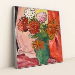 Dahlias, cruche verte (circa 1942) by Louis Valtat - Silver Frame Stretchiez