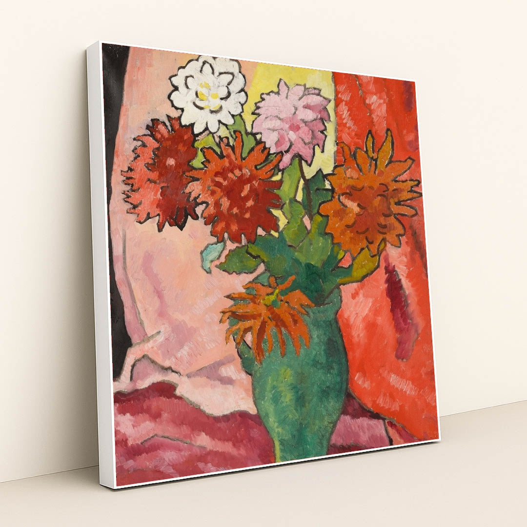 Dahlias, cruche verte (circa 1942) by Louis Valtat - White Frame Stretchiez