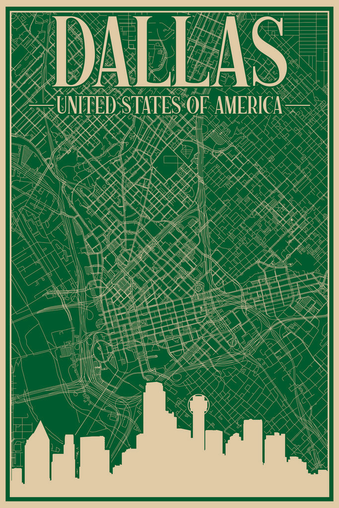 Dallas Downtown Urban Blueprint Map by Anonymous
