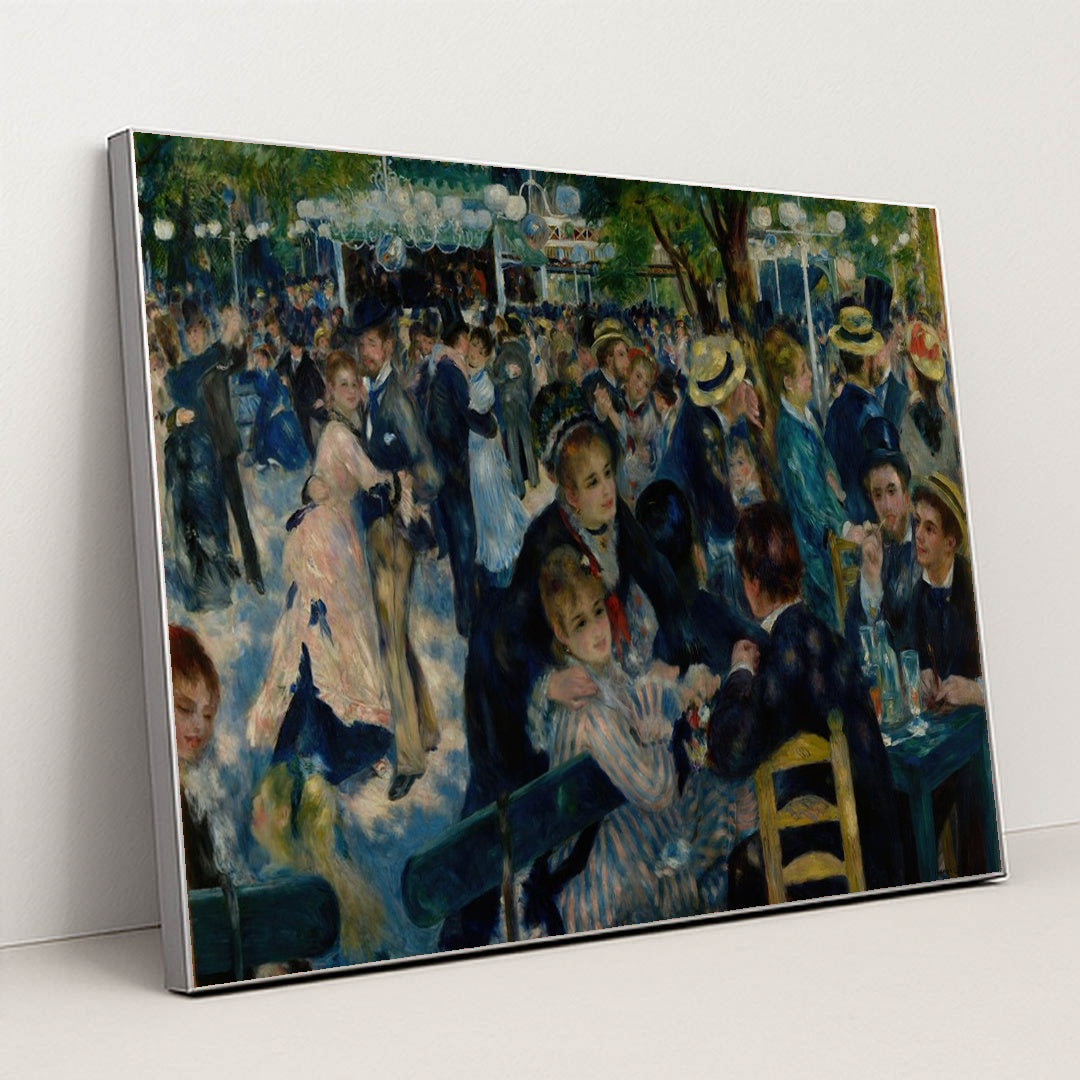 Dance at Le Moulin de la Galette by Pierre-Auguste Renoir - Silver Frame Stretchiez