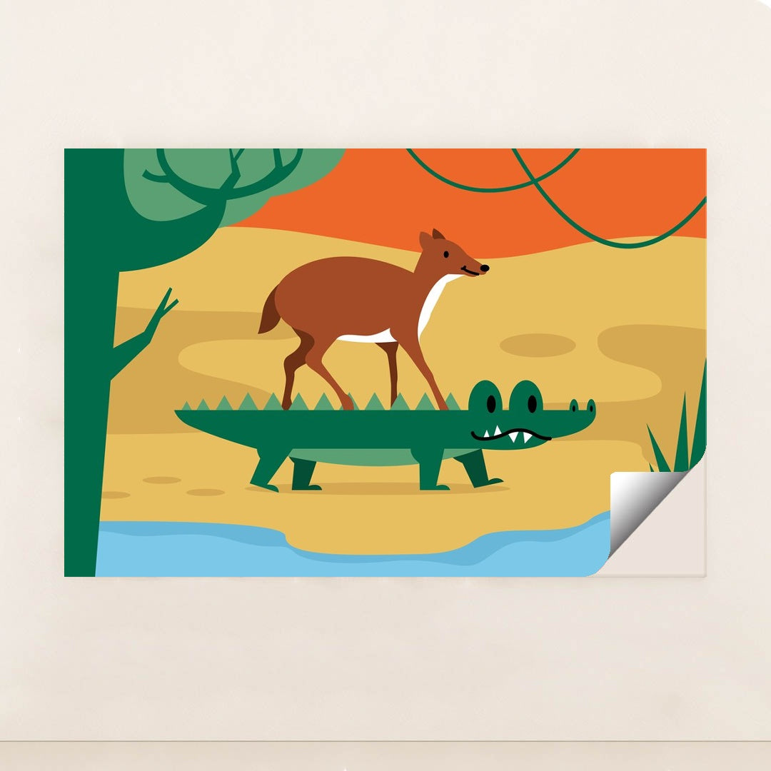 Deer and Crocodile Encounter by Silverfork Studio - Peeliez