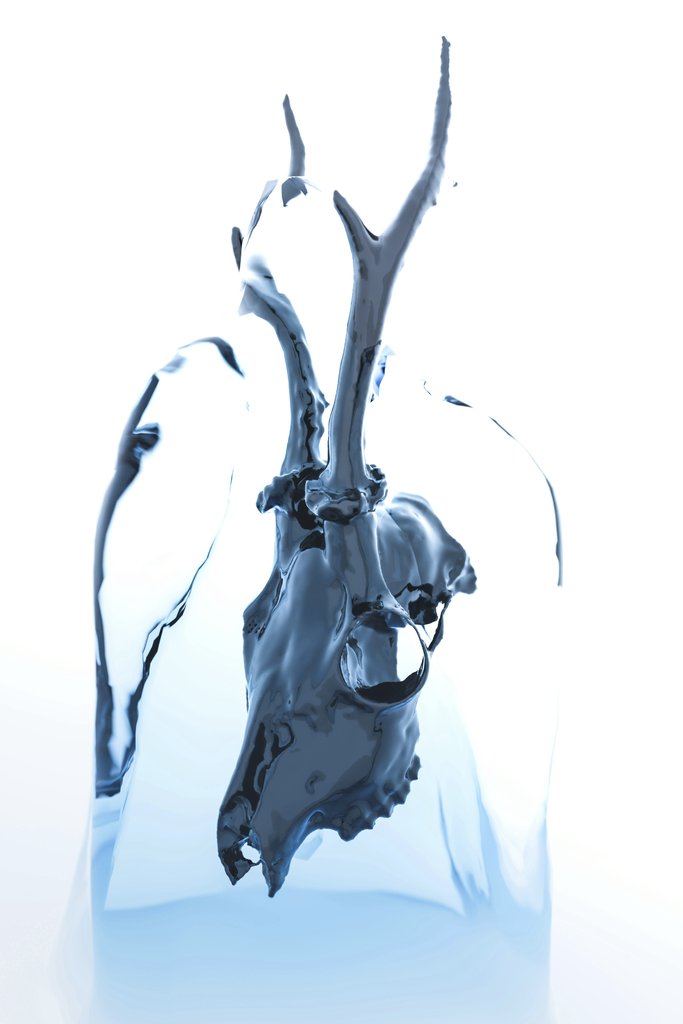 Marek Piwnicki - Abstract blue skull encased in ice, creating a chilling and artistic look.