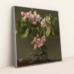 Apple Blossoms 1873 by Martin Johnson Heade - Silver Frame Stretchiez